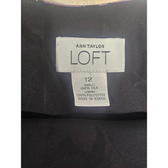 Ann Taylor Womens Dark Floral Fairy Silk Skirt Size 12 Purple Flowy Chiffon - Picture 4 of 9